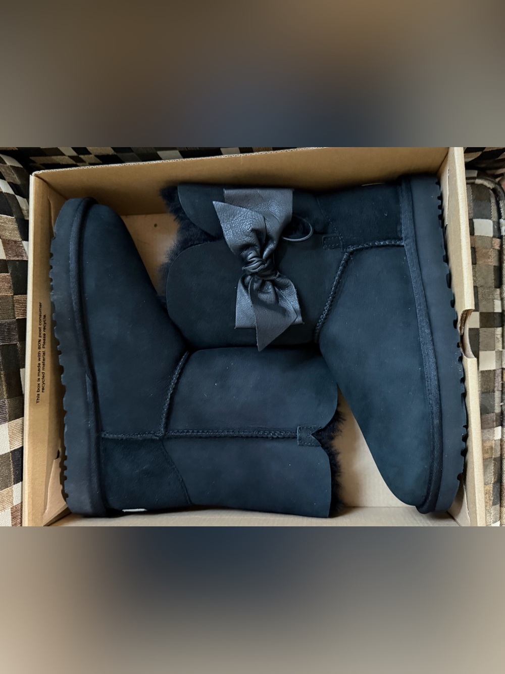 UGG Daelynn Black Bow-Accent Shearling Short Boots - Picture 9 of 17